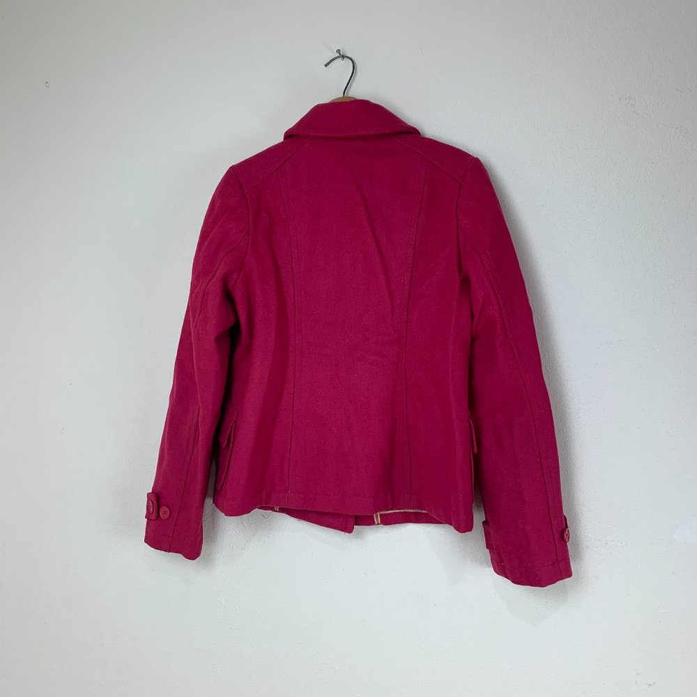 Old Navy Girls Pink Pea Coat Double Breasted Wool Blend Size Medium - Picture 2 of 3